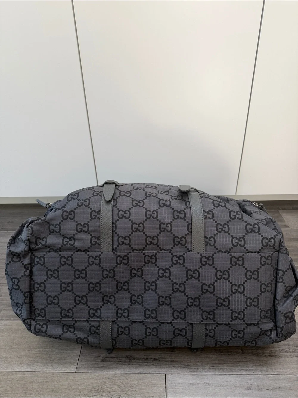 Gucci Gray Black GG Canvas Boston Bag